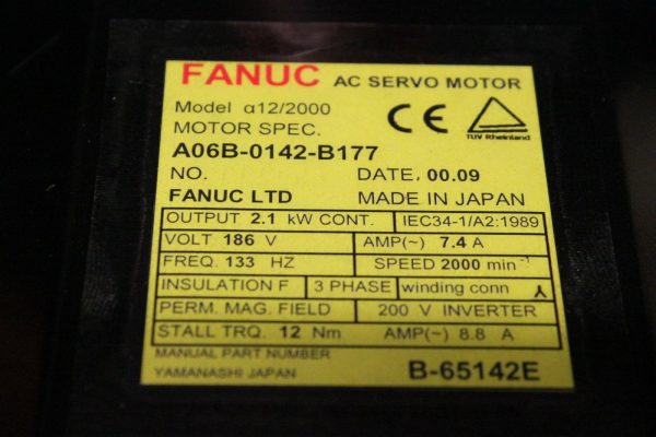 Fanuc-A06B-0142-B177-AC-MOTOR-A122000-I64-WBRAKE-1-YEAR-WARRANTY-123494413968-3