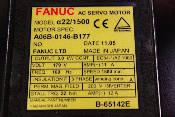 Fanuc-A06B-0146-B177-AC-MOTOR-A221500-I64-WBRAKE-1-YEAR-WARRANTY-123544369628-3