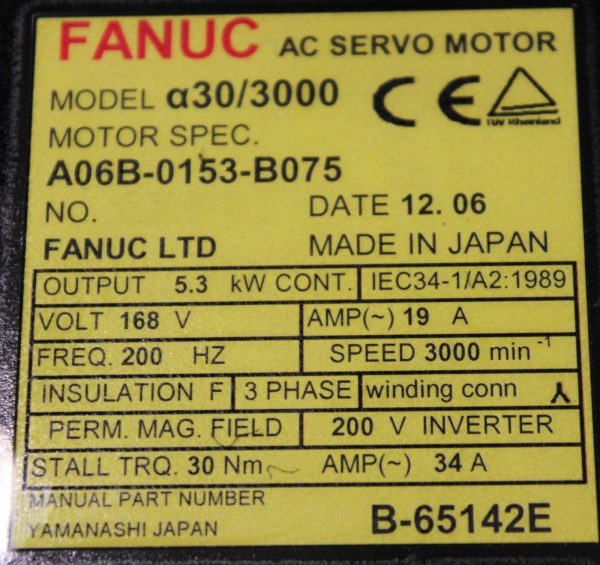 Fanuc-A06B-0153-B075-AC-MOTOR-A303000-A64-PULSE-1-YEAR-WARRANTY-122113419708-4
