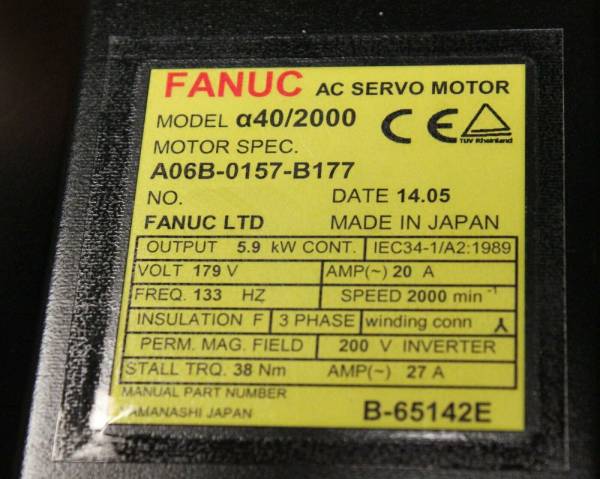 Fanuc-A06B-0157-B177-AC-MOTOR-A402000-I64-WBRAKE-1-YEAR-WARRANTY-123768124318-3