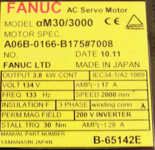 Fanuc-A06B-0166-B1757008-AC-MOTOR-AM303000-A64-BRAK-KY-1-YEAR-WARRANTY-122239604678-3