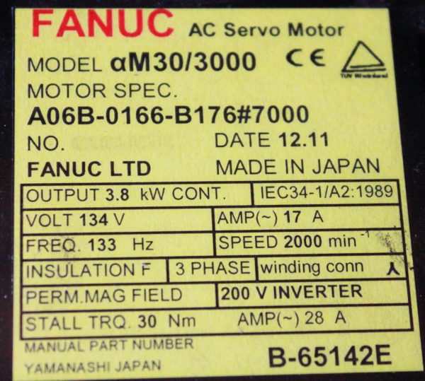 Fanuc-A06B-0166-B1767000-AC-MOTOR-AM303000-A64C-BRAKE-1-YEAR-WARRANTY-122597612908-3