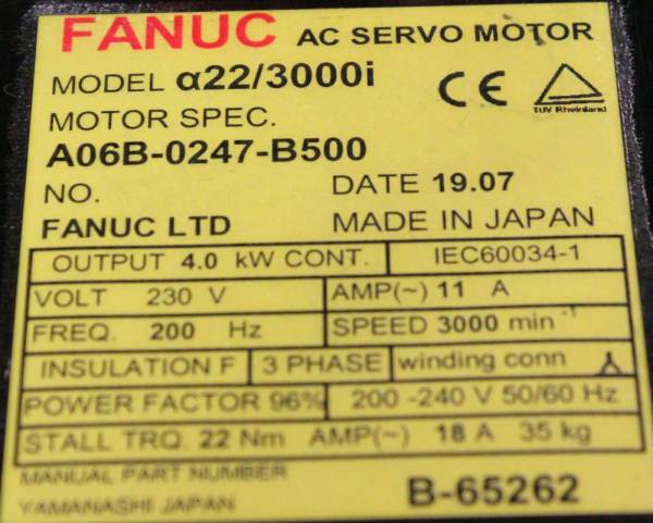Fanuc-A06B-0247-B500-ACMOTOR-AIF223000I-AIA1000-BRK-35NM-STRKY-1-YR-WARRANTY-123833582348-3