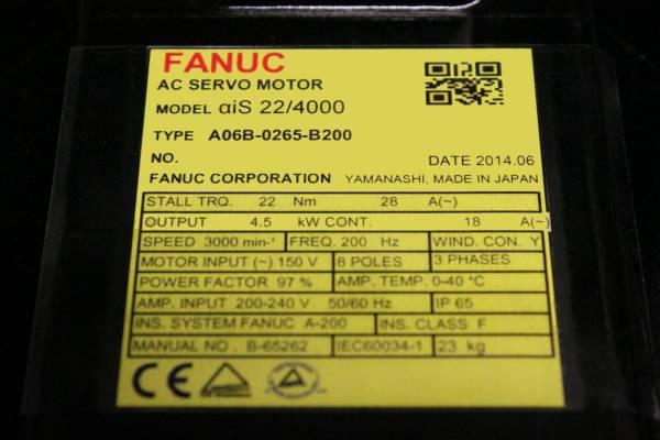 Fanuc-A06B-0265-B200-AC-MOTOR-AIS224000-A1000I-KEYWAY-1-YEAR-WARRANTY-123869211008-2