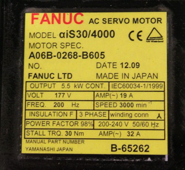 Fanuc-A06B-0268-B605-AC-MOTOR-AIS304000-AA64I-BRAKE-1-YEAR-WARRANTY-123273633688-3