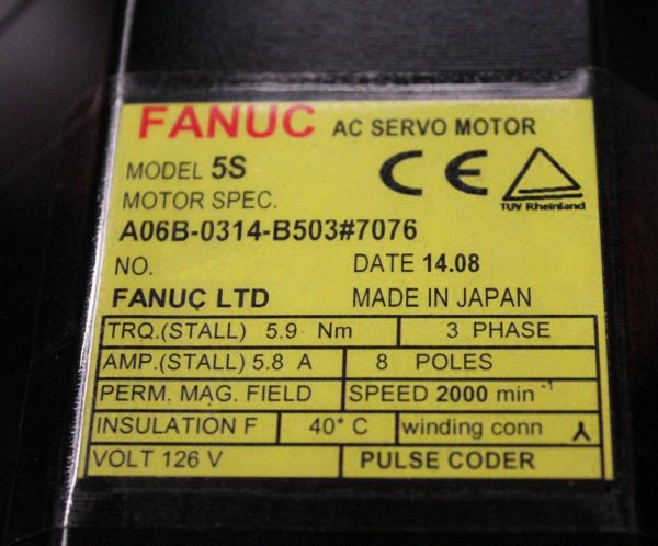Fanuc-A06B-0314-B5037076-AC-MOTOR-5S-3000P-WKEYWAY-1-YEAR-WARRANTY-122945226448-3
