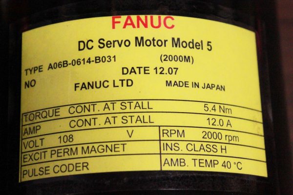 Fanuc-A06B-0614-B031-DC-MOTOR-5-2000-PR-1-YEAR-WARRANTY-122490684438-3