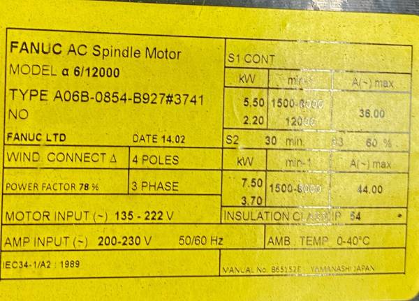 Fanuc-A06B-0854-B9273741-AC-SPINDLE-MOTOR-AT1512000-1-YEAR-WARRANTY-124860239048-3