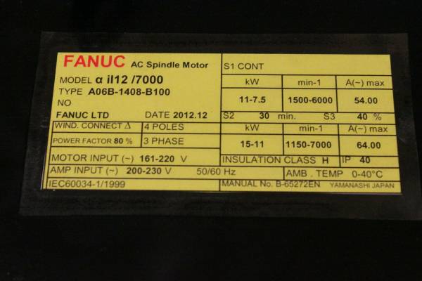 Fanuc-A06B-1408-B100-SP-MOTOR-aiI-127000-FLANGE-MOUNT-iM-EXH-R-1-YR-WARRANTY-123785852488-3