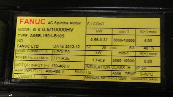 Fanuc-A06B-1501-B105-SPMOTOR-aiI-0510000HV-FLANGEMOUNT-iMZ-NOFAN-1-YR-WARRANTY-123856790878-3