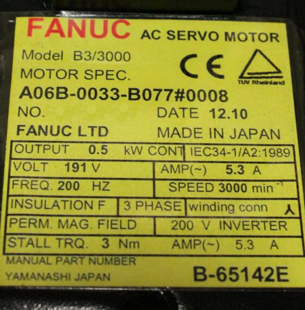 Fanuc-A06B-0033-B0770008-AC-MOTOR-B33000-I32B-WKEYWAY-1-YEAR-WARRANTY-123856737659-3