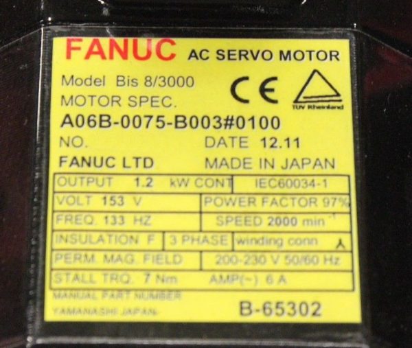 Fanuc-A06B-0075-B0030100-AC-MOTOR-BIS83000-B128IA-IP67-1-YEAR-WARRANTY-123364945849-3