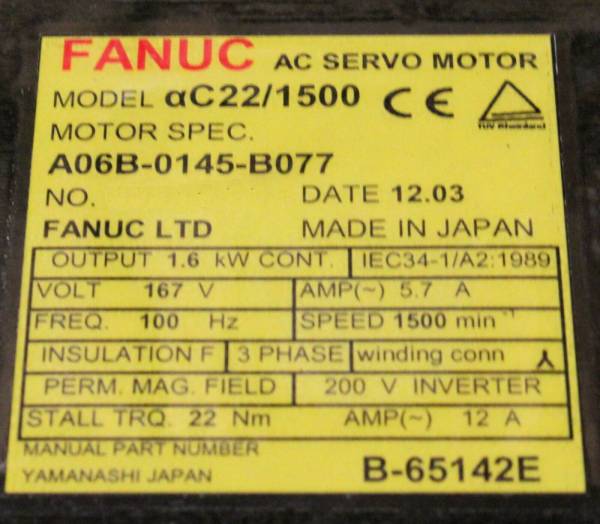 Fanuc-A06B-0145-B077-AC-MOTOR-AC221500-I64-PULSE-1-YEAR-WARRANTY-124096931239-3