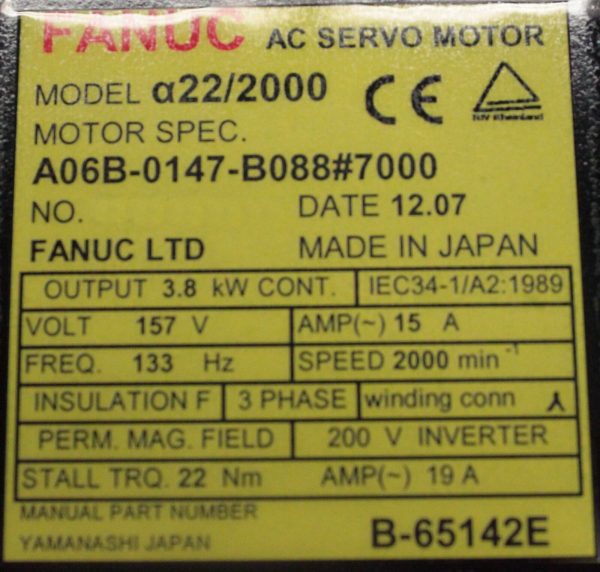 Fanuc-A06B-0147-B0887000-AC-MOTOR-A222000-A1000-1-YEAR-WARRANTY-122125459139-3
