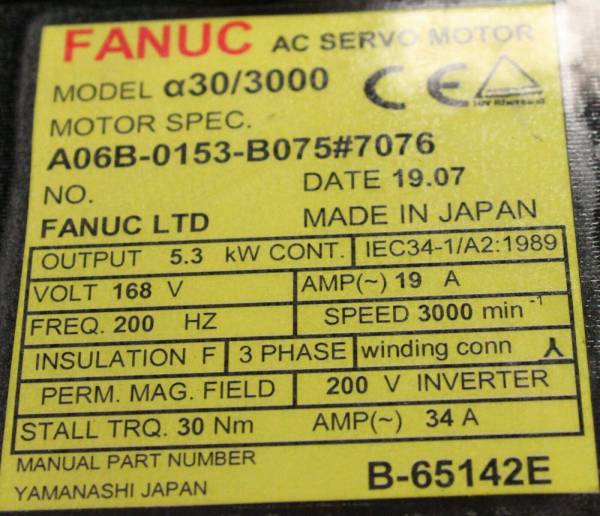 Fanuc-A06B-0153-B0757076-AC-MOTOR-A303000-A64-WKEYWAY-IP67-1-YEAR-WARRANTY-123833525729-5