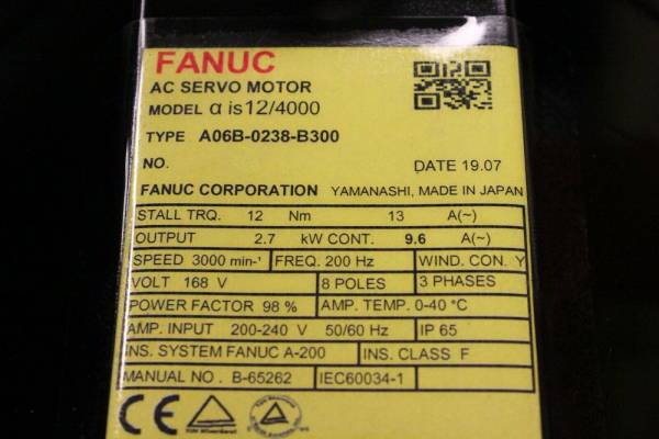 Fanuc-A06B-0238-B300-AC-MOTOR-AIS124000-A1000I-BRAKE-1-YR-WARRANTY-123833593549-3