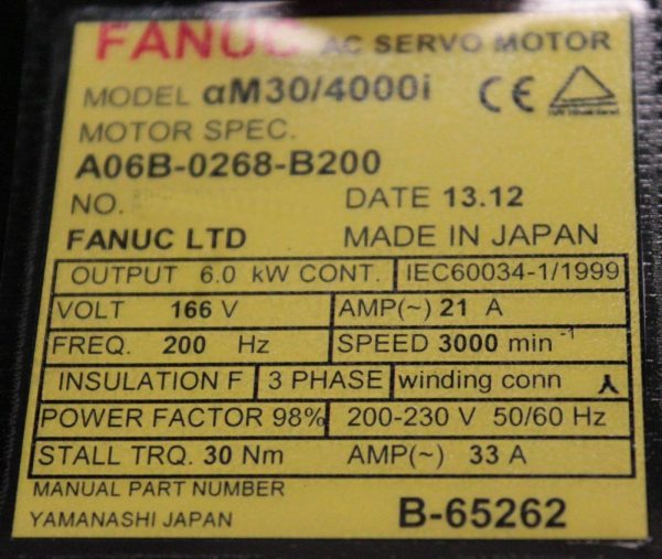 Fanuc-A06B-0268-B200-AC-MOTOR-AIS304000-A1000I-KEYWAY-1-YEAR-WARRANTY-122073442099-4