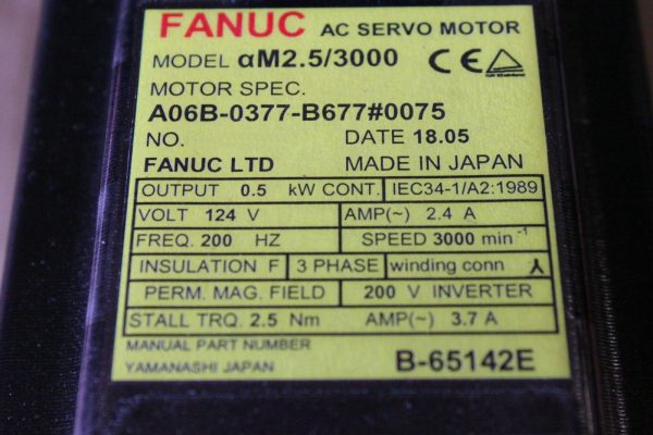 Fanuc-A06B-0377-B6770075-AC-MOTOR-AM253000-I64-BRAKE-1-YEAR-WARRANTY-123178735659-2