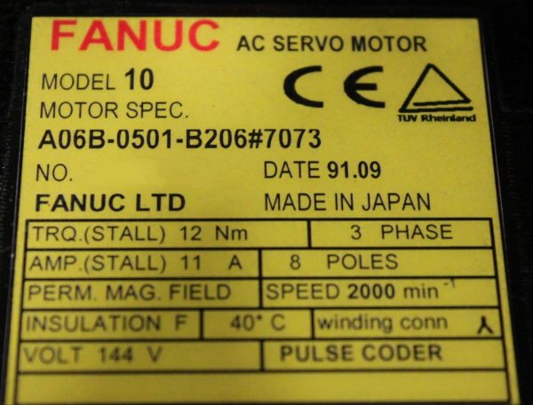 Fanuc-A06B-0501-B2067073-AC-MOTOR-10-3000P-BRAKE-V-KEY-1-YEAR-WARRANYT-122239685439-3