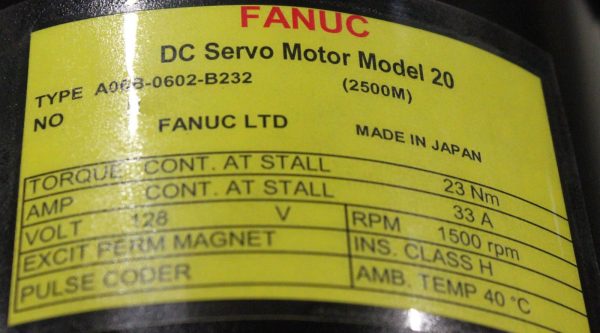 Fanuc-A06B-0602-B232-DC-MOTOR-20-2500P-WBRAKE-1-YEAR-WARRANTY-121860234419-5