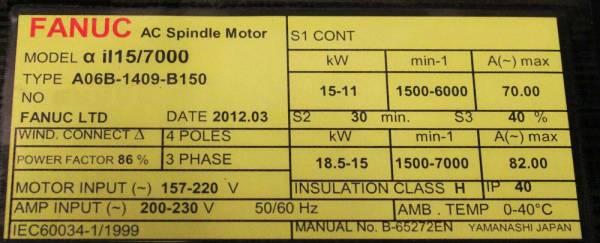 Fanuc-A06B-1409-B150-SP-MOTOR-aiI-157000-FLANGE-iM-EXH-REAR-KEY-1-YEAR-WARRANTY-123809490089-3